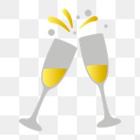 Png festive champagne toast illustration, transparent background