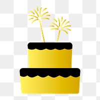 Png gold party cake illustration, transparent background