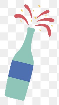 PNG champagne bottle icon illustration sticker, transparent background