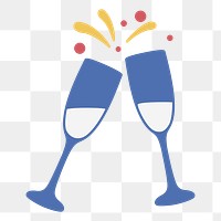 PNG a champagne toast illustration sticker, transparent background