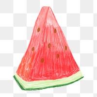 Png sliced watermelon doodle  sticker, transparent background