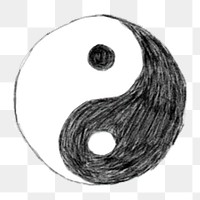 Png yin yang symbol  sticker, transparent background