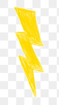 Png yellow lightning bolt  sticker, transparent background