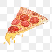 Png cheese pizza  sticker, transparent background