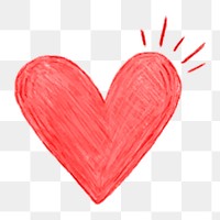 Png red heart doodle  sticker, transparent background