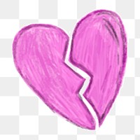 Png broken heart doodle  sticker, transparent background