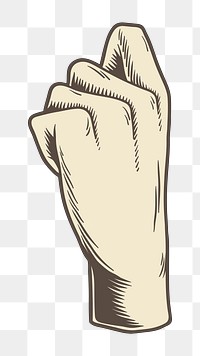 Png vintage hand gesture illustration, transparent background