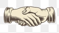 Png vintage handshake sign illustration, transparent background