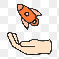 Png orange space exploration icon, transparent background