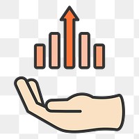 PNG increasing chart icon illustration sticker, transparent background