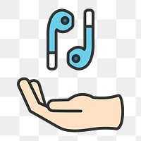 Png blue wireless earphones icon, transparent background