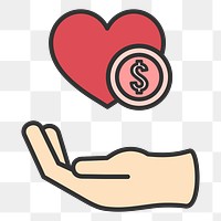 PNG donation support icons illustration sticker, transparent background
