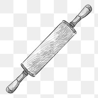 Png vintage rolling pin illustration, transparent background