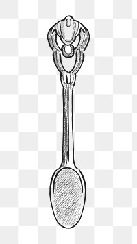 Png vintage spoon illustration, transparent background