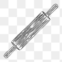 Png vintage rolling pin illustration, transparent background