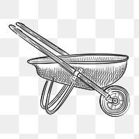 Png vintage wheelbarrow illustration, transparent background