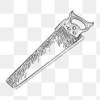 Png vintage saw tool illustration, transparent background