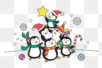 Png Dancing Christmas penguins element, transparent background