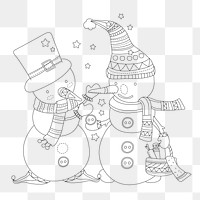 Snowman couple png, transparent background 