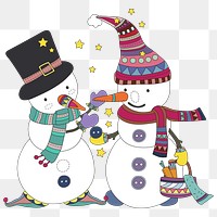 Colorful snowman png, transparent background 