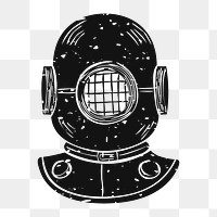 Png vintage scuba helmet illustration, transparent background