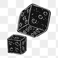 Png black vintage dice illustration, transparent background