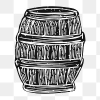 Png vintage wooden barrel illustration, transparent background