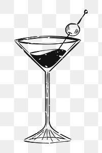 Png vintage cocktail drink illustration, transparent background
