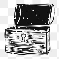 Png vintage treasure box illustration, transparent background