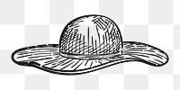 Png vintage beach hat illustration, transparent background