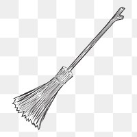 Png Halloween broomstick illustration element, transparent background