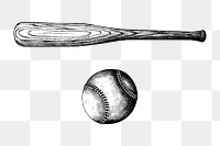 Png baseball bat and ball illustration, transparent background