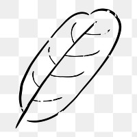 Png simple leaf doodle illustration, transparent background