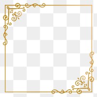 Luxury gold png frame, transparent background