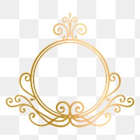 Png vintage golden frame, transparent background