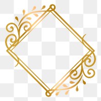 Png vintage golden frame, transparent background