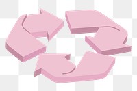 Pink recycle png 3D illustration, transparent background