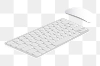 Keyboard and mouse png 3d illustration, transparent background