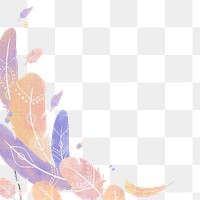 Feather border png element, transparent background