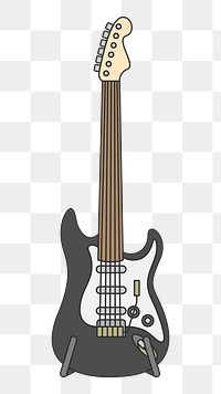 PNG Electric guitar on white illustration sticker, transparent background