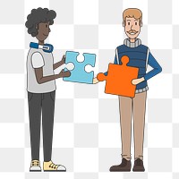 Teamwork puzzle png illustration, transparent background