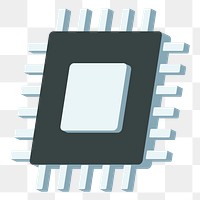  Png computer CPU flat sticker, transparent background