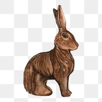  Brown rabbit png watercolor element, transparent background