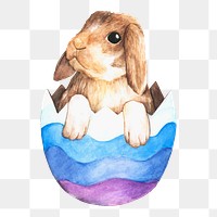  Easter rabbit png watercolor element, transparent background