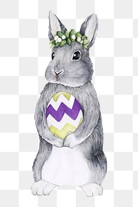  Easter rabbit png watercolor element, transparent background