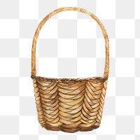  Basket png watercolor element, transparent background