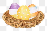  Easter eggs png watercolor element, transparent background