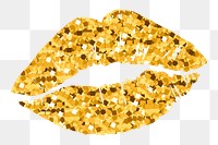 Gold glitter lips png element, transparent background