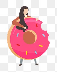 Donut png illustration, cute clipart on transparent background