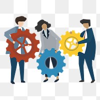 Business gears png illustration, transparent background